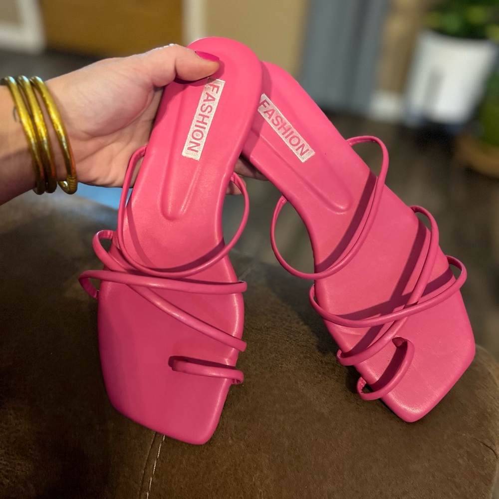 SHEIN Hot Pink Strappy Sandals